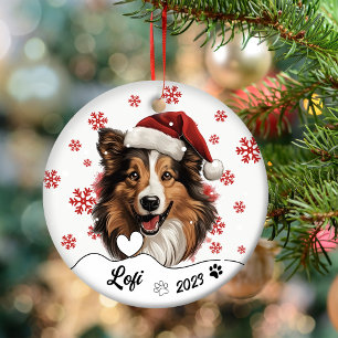 Adorno De Cerámica Navidades Rough Collie Dog Personalizado Cerámica