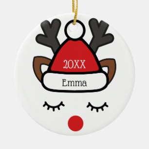 Adorno De Cerámica Navidades Rudolph divertido Nombre personalizado y
