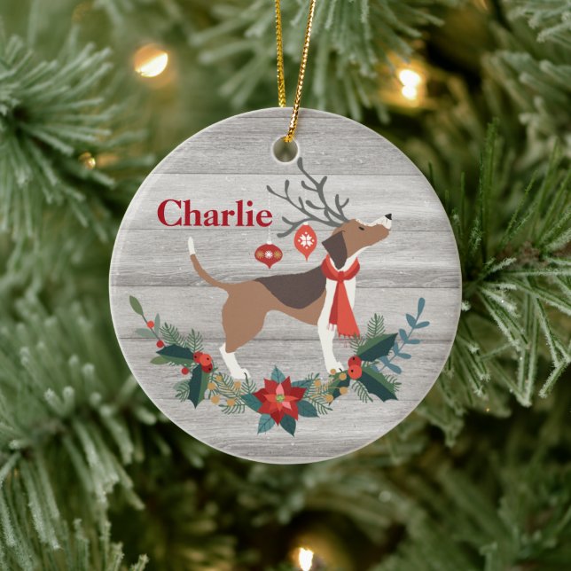 Adorno De Cerámica Navidades rusos beagle Dog Antlers Greeneration (Árbol)