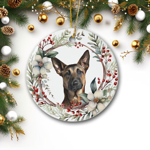 Adorno De Cerámica Navidades rusos vociferan a perro malinés belga
