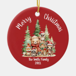 Adorno De Cerámica Navidades RÚSTICOS ANIMALES DE WOODLAND