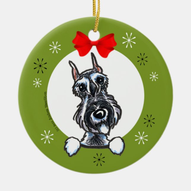 Adorno De Cerámica Navidades Salt Pepper Schnauzer Classic (Frente)