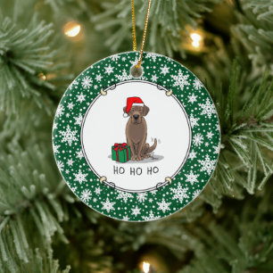 Adorno De Cerámica Navidades Santa Chocolate Labrador Retriever Cute
