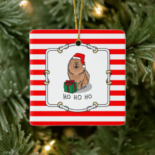 Adorno De Cerámica Navidades Santa Chow Chow Dog (canela) Cute