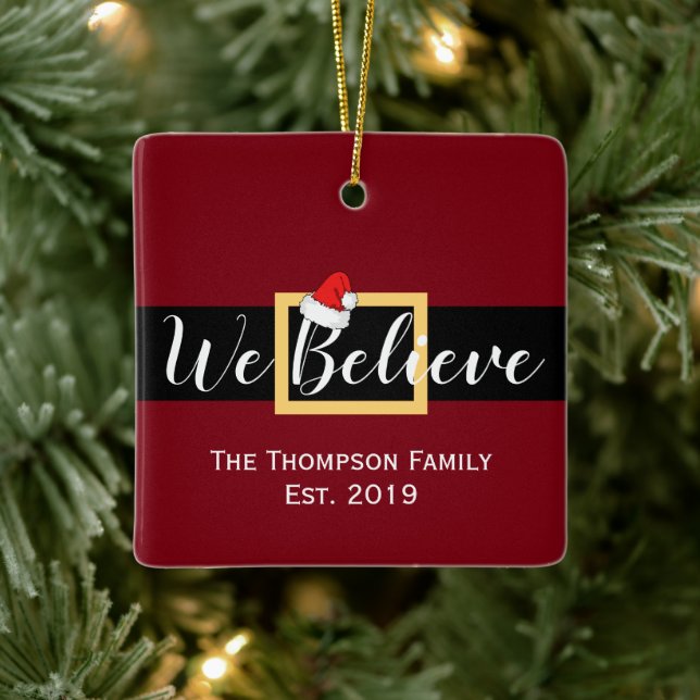 Adorno De Cerámica Navidades Santa Claus creemos que foto familiar (Árbol)