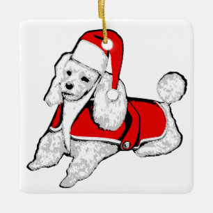 Adorno De Cerámica navidades santa claus poodle