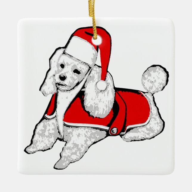 Adorno De Cerámica navidades santa claus poodle (Anverso)