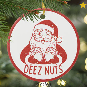 Adorno De Cerámica Navidades Santa de Deez Nuts Retro Style Naughty
