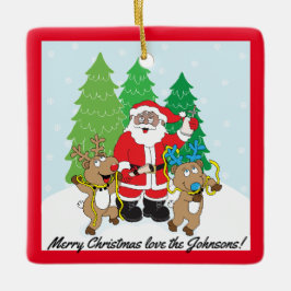 Adorno De Cerámica Navidades Santa de los renos de color