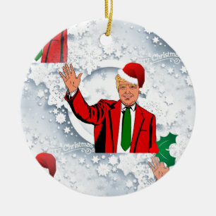 Adorno De Cerámica navidades santa donald trump