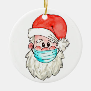 Adorno De Cerámica navidades Santa en facemask árbol festivo