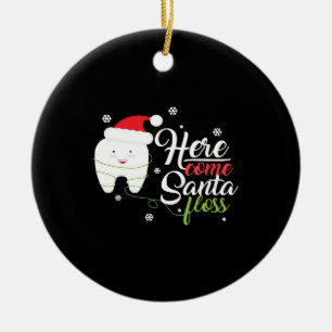 Adorno De Cerámica Navidades Santa Floss Higienistas Dentales Dentist