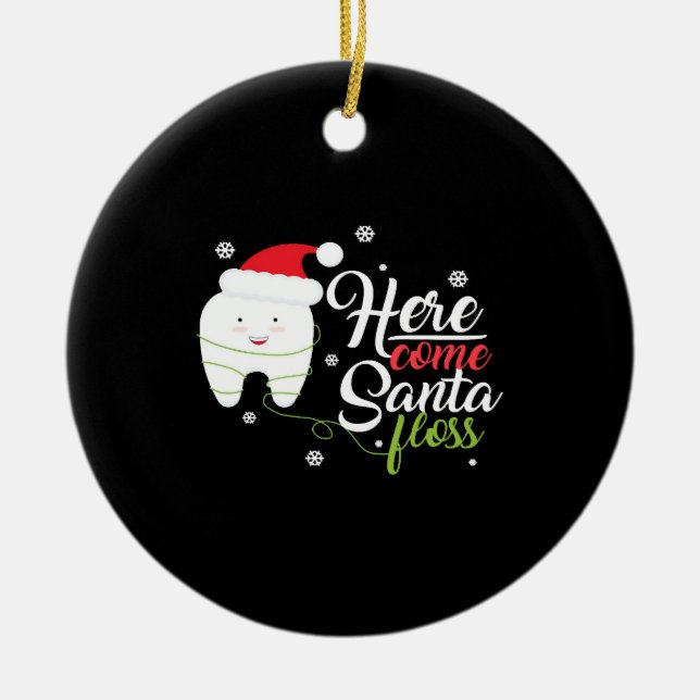 Adorno De Cerámica Navidades Santa Floss Higienistas Dentales Dentist (Frente)