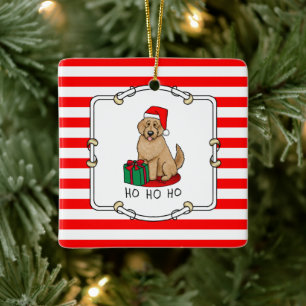 Adorno De Cerámica Navidades Santa Goldendoodle (rojo dorado) Cute de
