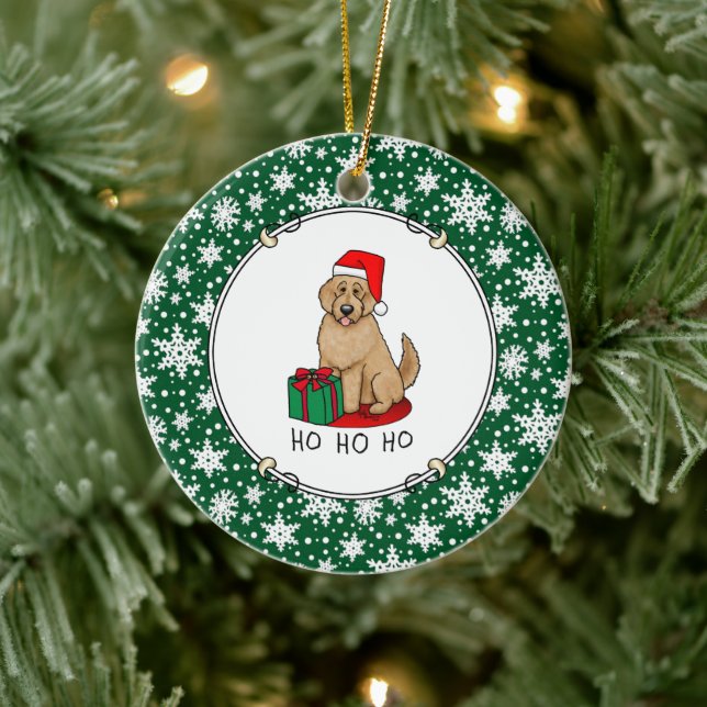 Adorno De Cerámica Navidades Santa Goldendoodle (rojo dorado) Cute de (Árbol)