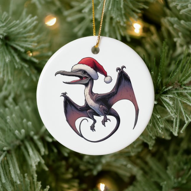 Adorno De Cerámica Navidades Santa hat pterodáctilo (Árbol)