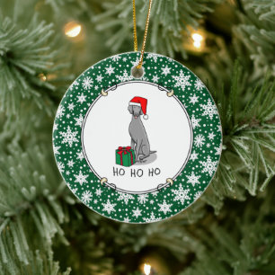Adorno De Cerámica Navidades Santa Hat Weimaraner Dog (gris 1) Cute