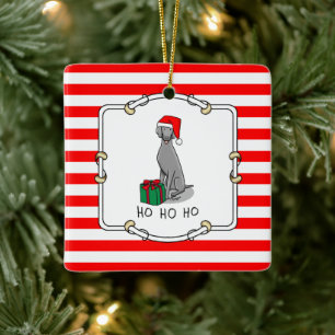 Adorno De Cerámica Navidades Santa Hat Weimaraner Dog (gris 1) Cute