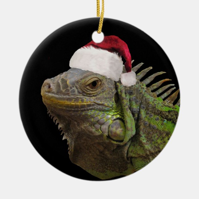 Adorno De Cerámica Navidades Santa Iguana Lizard (Frente)