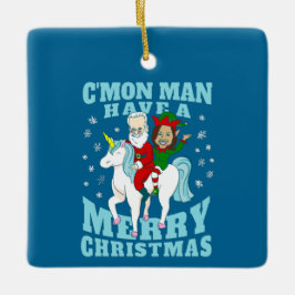 Adorno De Cerámica navidades santa joe biden kamala harris unicorn