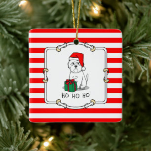 Adorno De Cerámica Navidades Santa West Highland White Terrier Westie