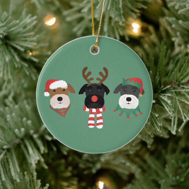 Adorno De Cerámica Navidades Schnauzer Dogs (Árbol)