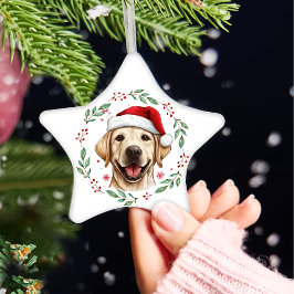 Adorno De Cerámica Navidades se burlan del perro labrador personaliza
