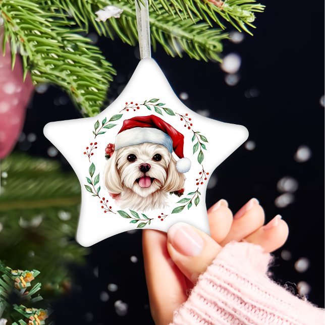 Adorno De Cerámica Navidades se burlan del perro maltés (Subido por el creador)