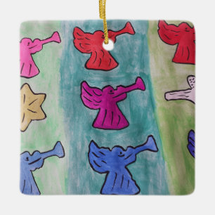 Adorno De Cerámica Navidades se enfurecen con trompetas