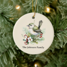 Navidades Sencillos Elegantes Floral Bird