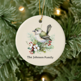 Adorno De Cerámica Navidades Sencillos Elegantes Floral Bird