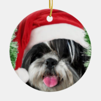 Adorno De Cerámica Navidades Shih Tzu