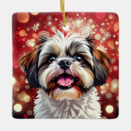 Adorno De Cerámica Navidades shih tzu personalizados