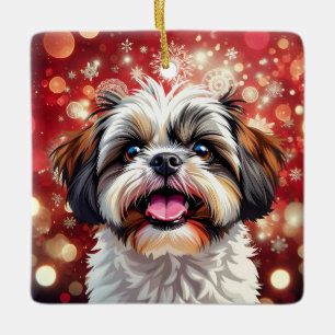 Adorno De Cerámica Navidades shih tzu personalizados