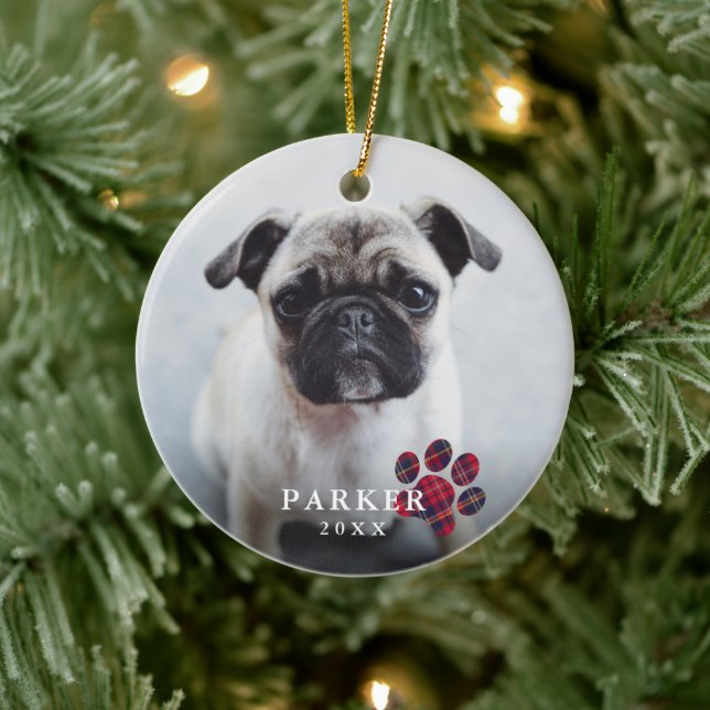 Adorno De Cerámica Navidades simples de Mascotas de fotografía rojas  (Árbol)