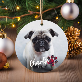 Adorno De Cerámica Navidades simples de Mascotas de fotografías de ho