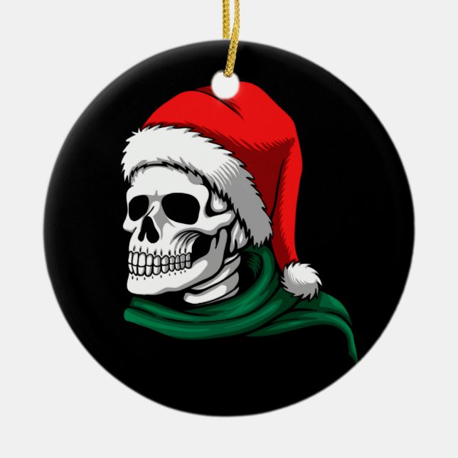 Adorno De Cerámica Navidades Skeleton Head on a (Frente)