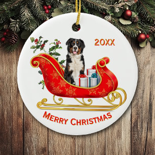 Adorno De Cerámica Navidades Sleigh Bernese Mountain Dog
