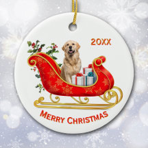 Navidades Sleigh Golden Retriever Dog