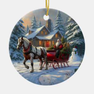 Adorno De Cerámica Navidades Sleigh Santa