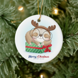 Adorno De Cerámica Navidades Sloth