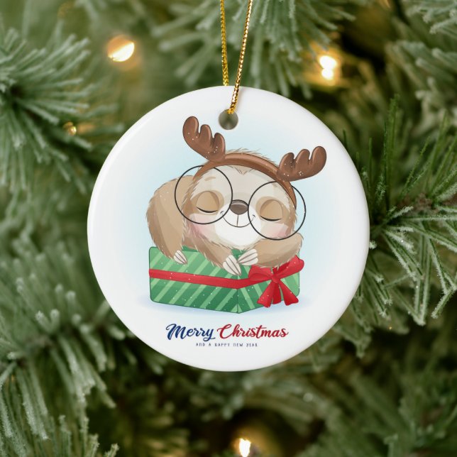 Adorno De Cerámica Navidades Sloth (Árbol)