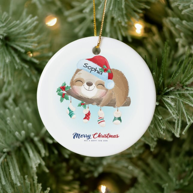 Adorno De Cerámica Navidades Sloth Ceramic Ornament (Árbol)