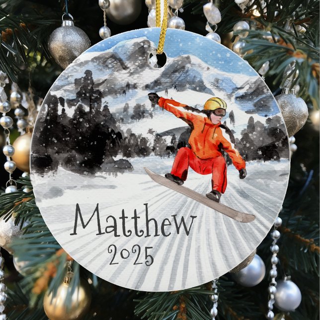 Adorno De Cerámica Navidades Snowboard Snowboard Personalizado (Subido por el creador)