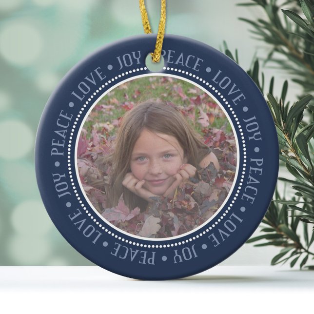 Adorno De Cerámica Navidades Snowflake: Foto de doble cara (Personalized Photo Ornament)