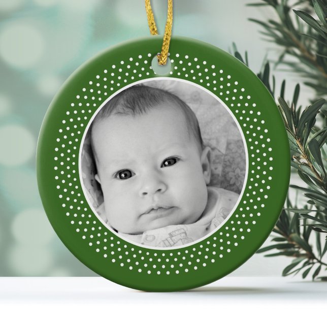 Adorno De Cerámica Navidades Snowflake: Foto de doble cara (Personalized Photo Ornament)