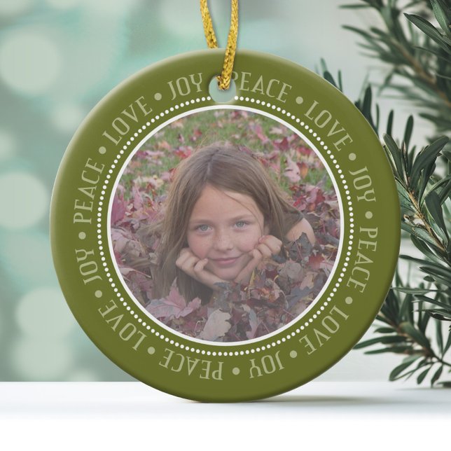 Adorno De Cerámica Navidades Snowflake: Foto de doble cara (Personalized Photo Ornament)