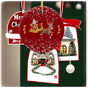 Adorno De Cerámica Navidades Snowflake Santa Ho Ho Ho Ho Reindeer Sle