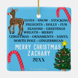 Adorno De Cerámica Navidades Snowflakes Mini rompecabezas de 15 palab