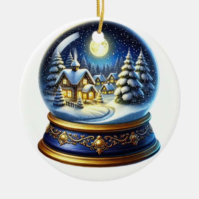 Adorno De Cerámica Navidades Snowglobe anualmente (Frente)
